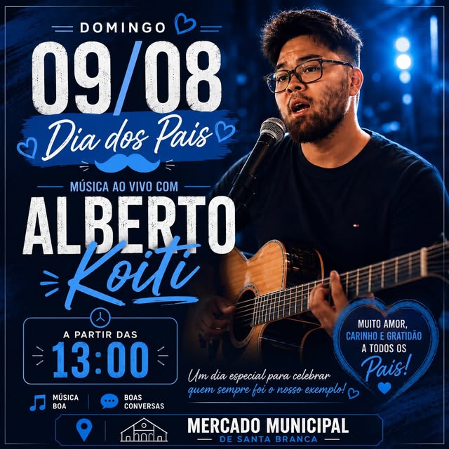 Arte de divulgação de música ao vivo com Eder Manson no Mercado Municipal
